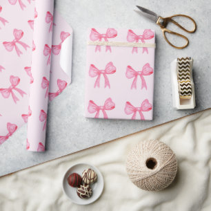 Unique Cute Wrapping Paper with Pink Bow 
