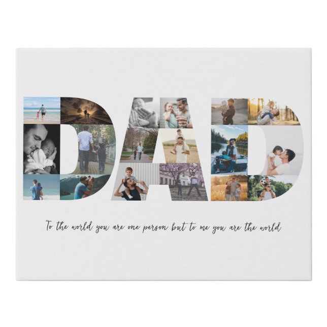 Unique Dad Photo Collage 18 Pictures Gift Faux Canvas Print (Front)