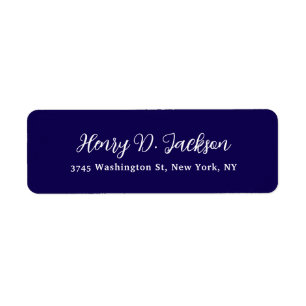 Unique Dark Blue Classical Handwriting Plain Label
