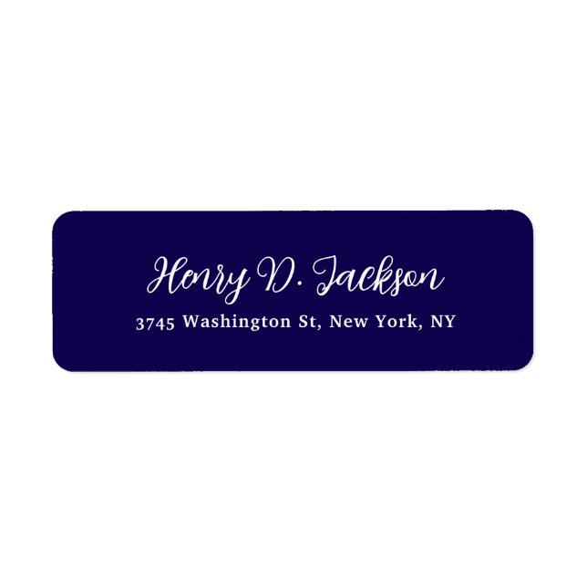 Unique Dark Blue Classical Handwriting Plain Label (Front)