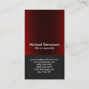 Unique Dark Grey Red Vertical Professional Business Card