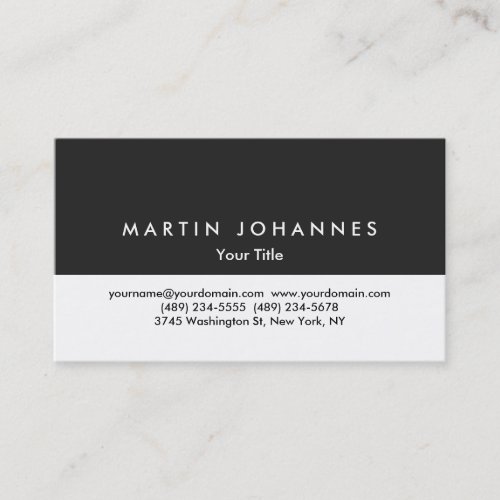 Unique dark grey white professional business card