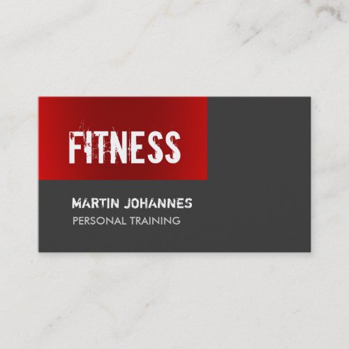 Unique Dark Red Grey Personal Trainer Business Card