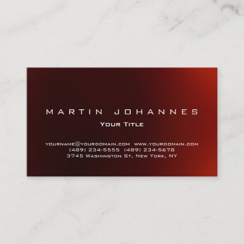 Unique dark red plain professional business card