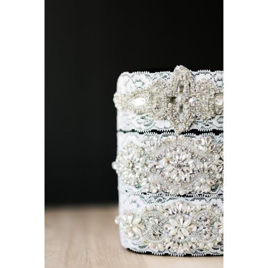 Unique Dazzling Rhinestone Bridal Garter Set  (Front)