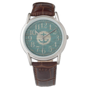 Unique Decorative Nautical Anchor Vintage Wood Watch