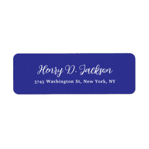 Unique Deep Blue Classical Handwriting Plain Label