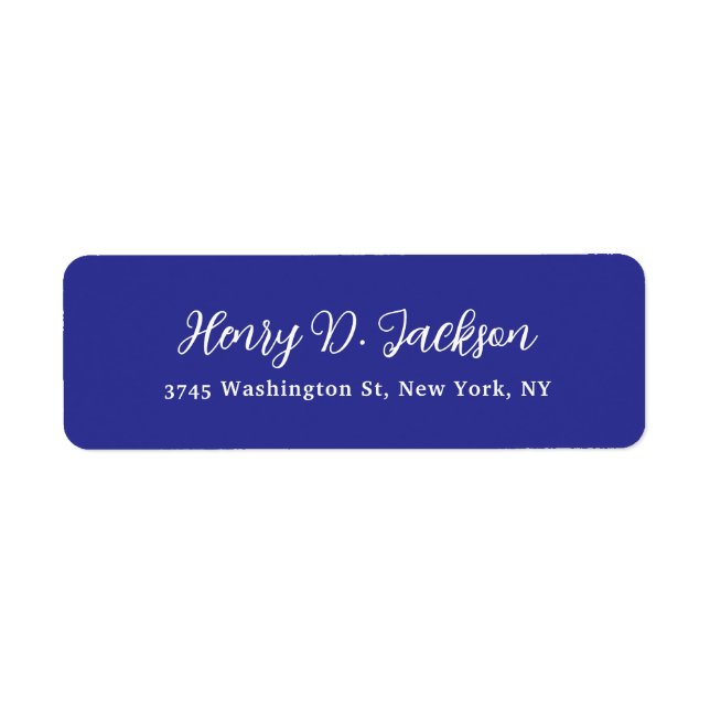 Unique Deep Blue Classical Handwriting Plain Label (Front)