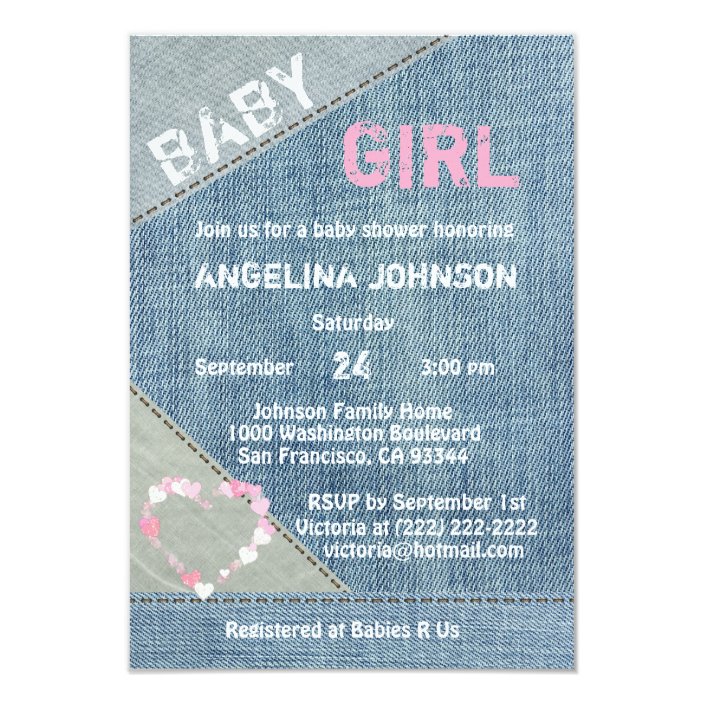 denim baby shower invitations