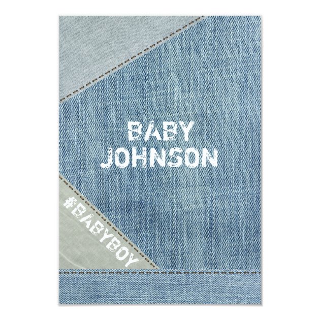UNIQUE Denim Jeans Boy Baby Shower Invitations