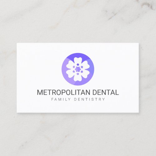 Unique Dentist Purple Tooth Flower Logo Business Card