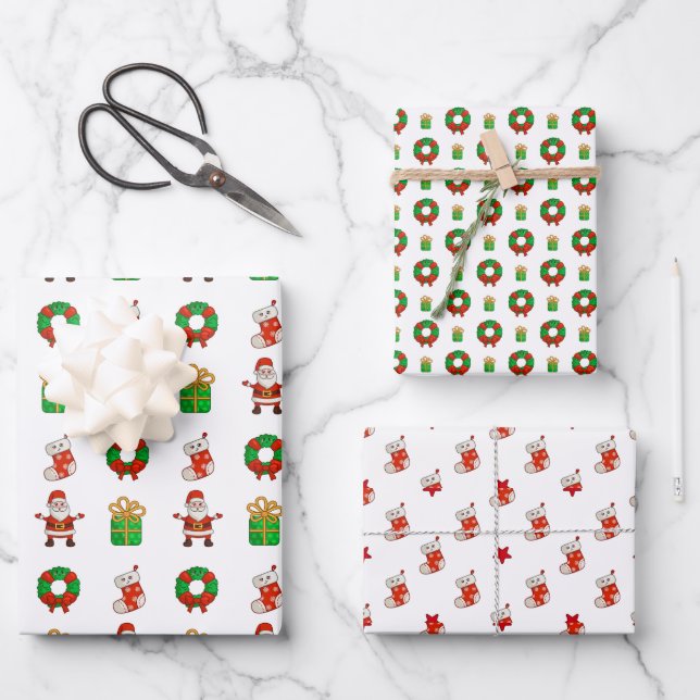 Unique Design, Christmas Decorations Santa Gifts Wrapping Paper Sheets (Front)