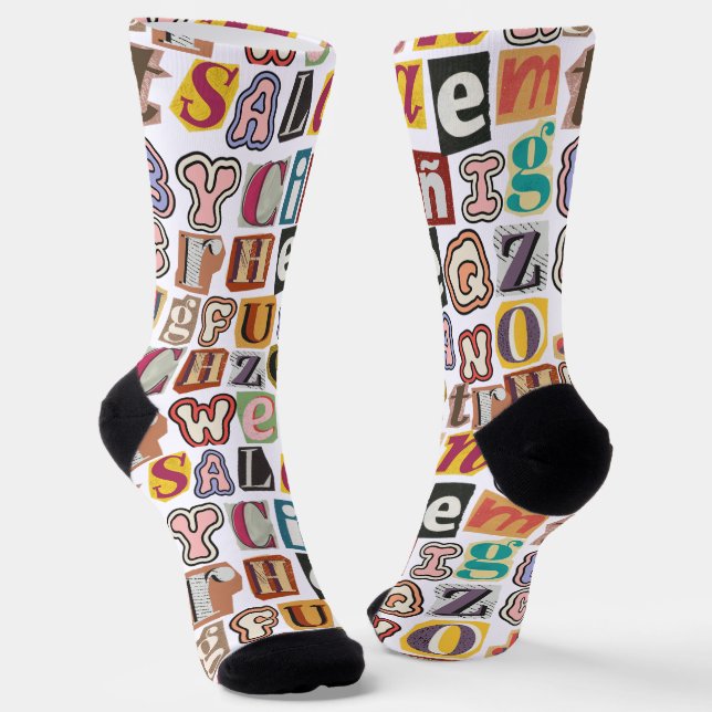 Unique design colorful Graffiti text White Men Socks (Angled)