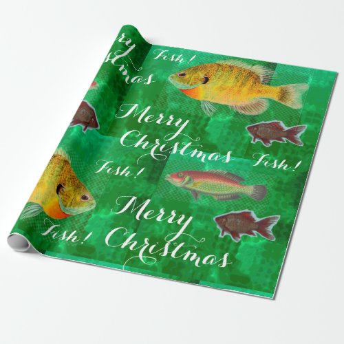 Unique design Merry Christmas with fish Wrapping Paper