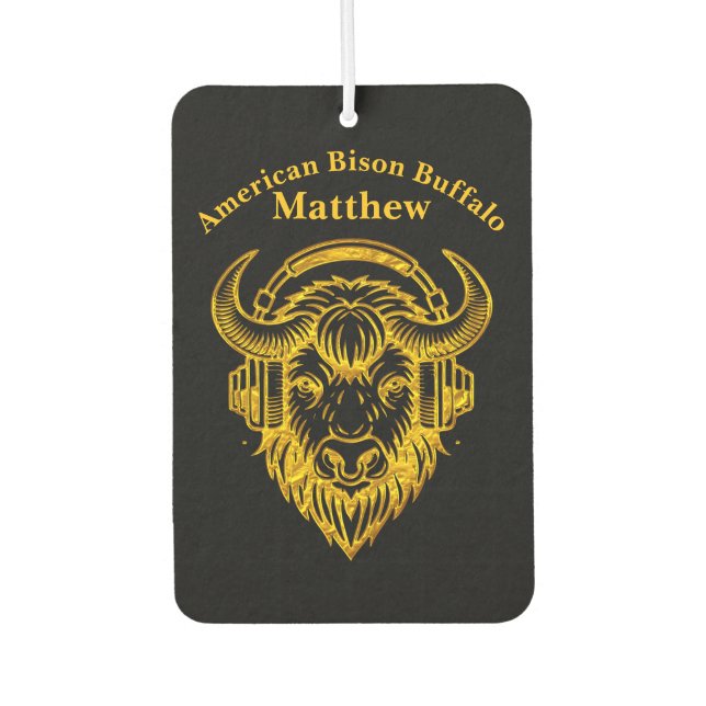 Unique Design of a Bison Wearing Headphones Air Freshener (Front)