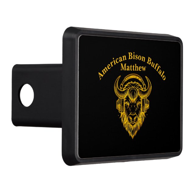 Unique Design of a Bison Wearing Headphones Hitch Cover (Right)