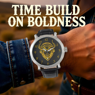 Unique Design of a Bison Wearing Headphones Watch