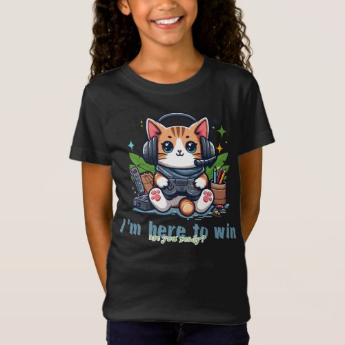 Unique design of a cute cat playing with a gaming  T_Shirt