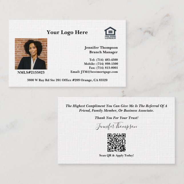 Unique Designs For Realtors & Loan Officer Business Card (Front/Back)