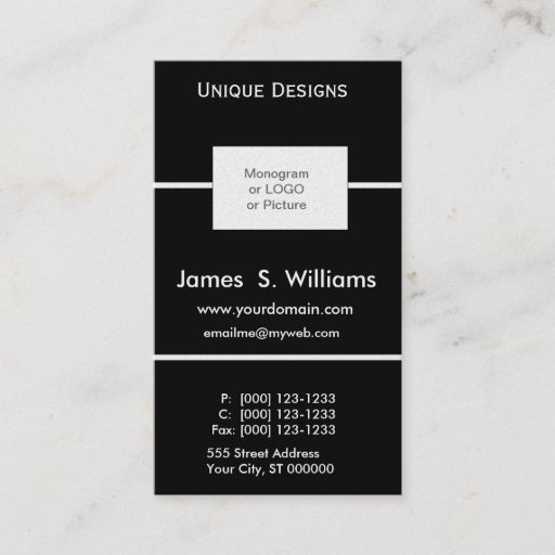 Customizable Unique Formal Black and White Business Card