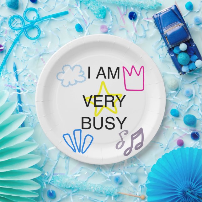 Unique Designs Iam Very Busy Paper Plates (Party)