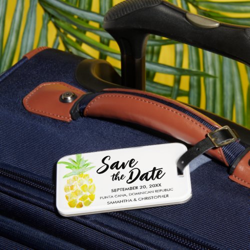 Unique Destination Wedding Tropical Save the date Luggage Tag