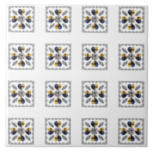 Unique Diamond Art, Yellow Blue in Heart Ceramic Tile