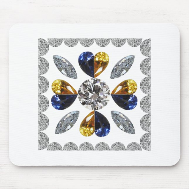 Unique Diamond Art, Yellow Blue in Heart Mouse Pad (Front)