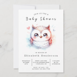 Unique Digital Owl Baby Shower Invitation