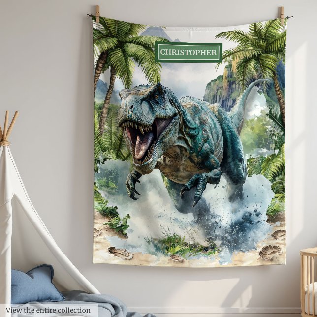 Unique Dinosaur Blanket Custom Name Personalized  (Unique Dinosaur Blanket Custom Name Personalized Boys)