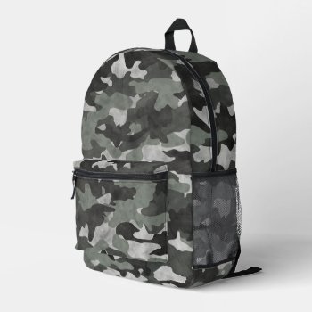 Unique Distressed Black And Gray Camo Pattern  Printed Backpack by sunnymars at Zazzle