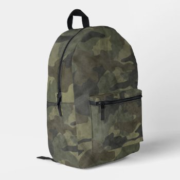 Unique Distressed Grunge Khaki Green Camo  Printed Backpack by sunnymars at Zazzle