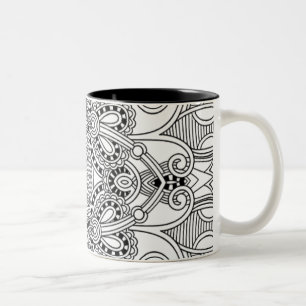 Unique Doodle Two-Tone Coffee Mug