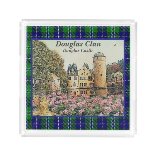 Unique Douglas Scottish Clan Castle Tartan Gift Acrylic Tray