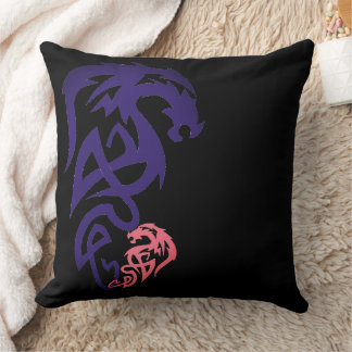 Unique Dragon Simple Black Throw Pillow