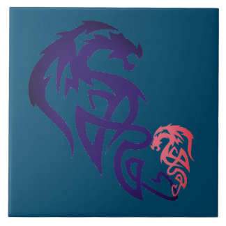 Unique Dragon Simple Blue Decorative Tile