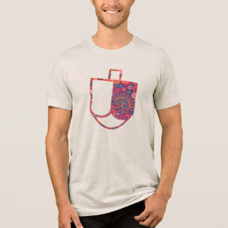 Unique Dreidel Faux Applique Hanukkah Tri-Blend Shirt