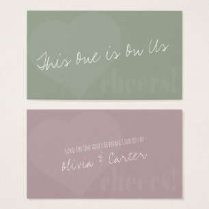 Unique Drink Tickets in Dusty Rose and Green