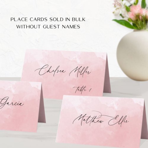 Unique Dusty Rose Watercolor Background Folded Place Card