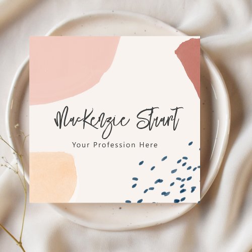 Unique Earthy Modern Abstract Painted Blush  Square Business Card
