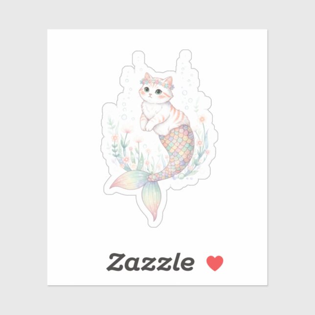 Unique Easter Cat Mermaid Pastel Egg Scale Tail  Sticker (Sheet)