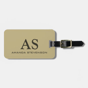 Unique Ecru Beige Color Monogram Luggage Tag