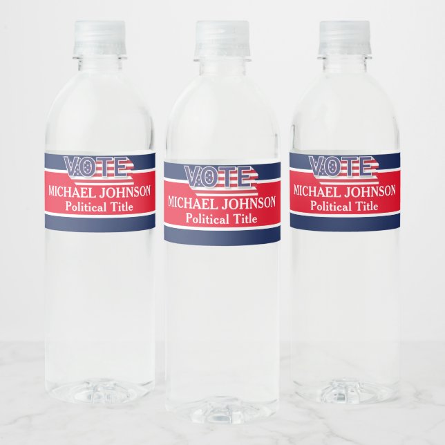 Unique Election Political Campaign  Water Bottle Label (Bottles)