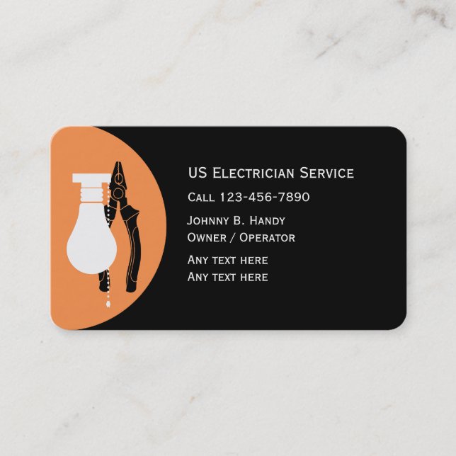 Unique Electrician Business Cards (Front)