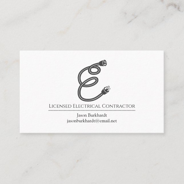 Unique Electrician Contractor Logo Business Card (Front)