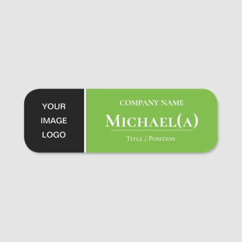 Unique Elegant Apple Green And Black Company LOGO Name Tag