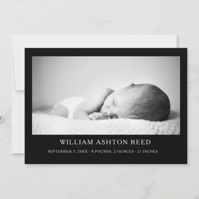 Unique Elegant Baby Boy Photo Collage Birth  Announcement (Front)