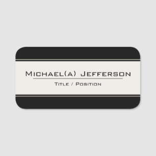 Unique Elegant Black And White Modern Professional Name Tag