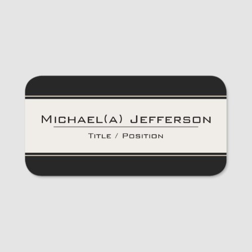 Unique Elegant Black And White Modern Professional Name Tag