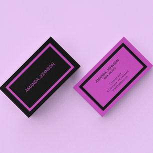 Unique Elegant Black & Purple Border Clean Script Business Card